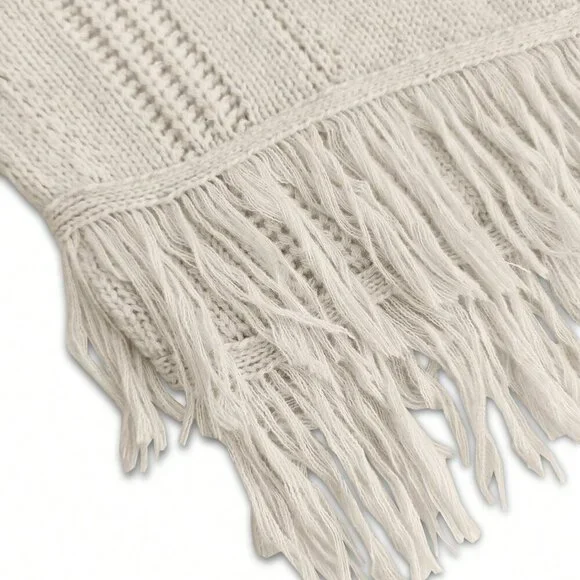 Khaki Elegant Women's Drop Shoulder Hollow Out Cardigan - Picture 10 of 11